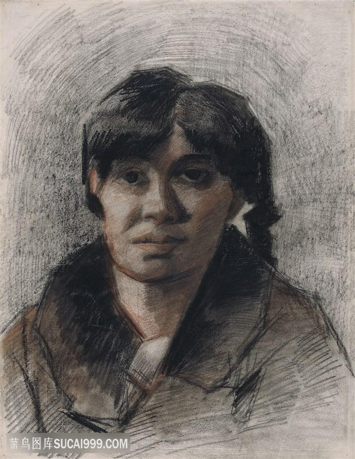 女性肖像素描人物装饰画