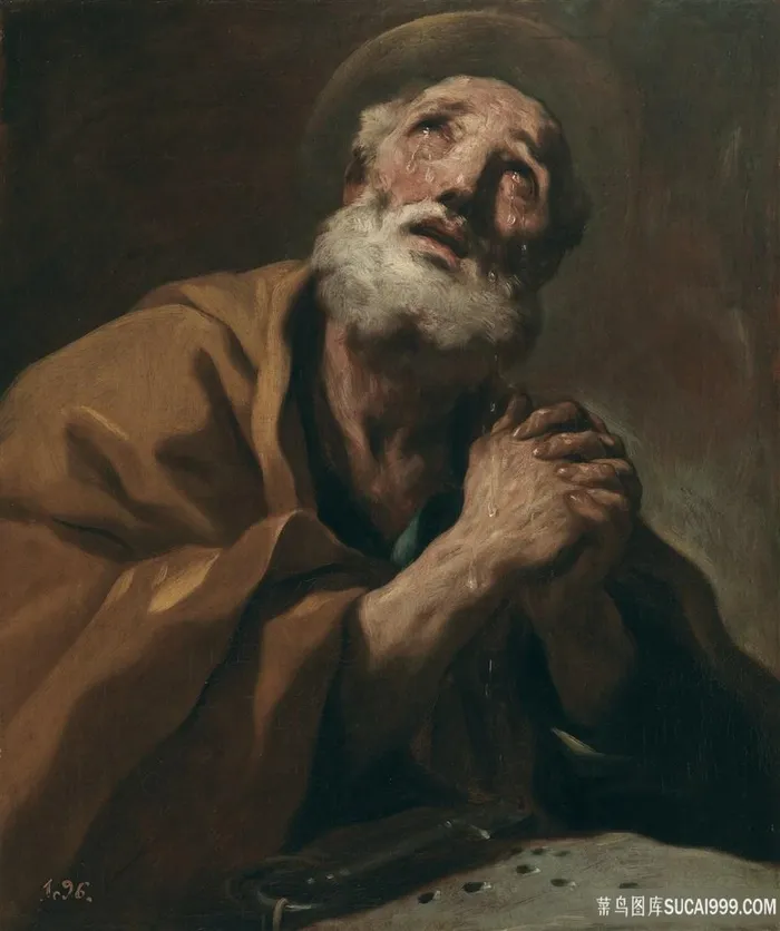 白胡须老人油画