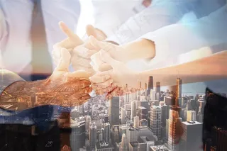 城市背景商务团队图片