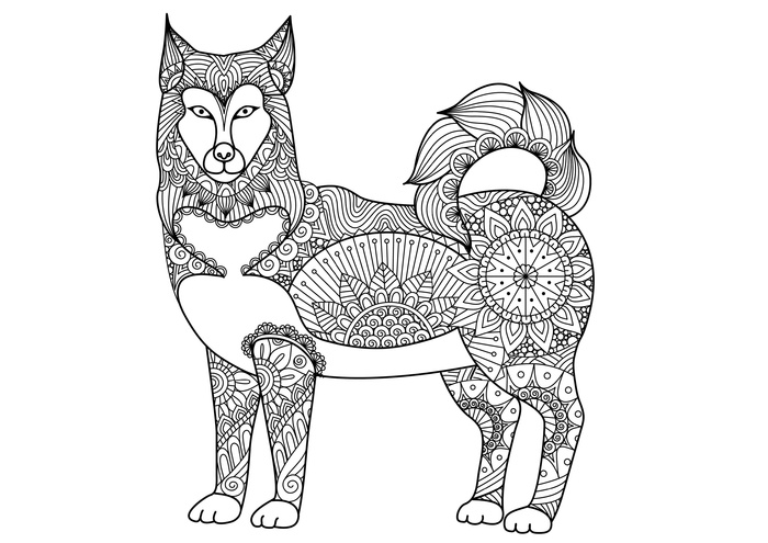 卡通手绘黑白狗狗线描线稿