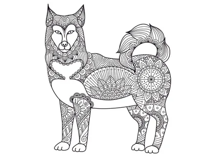 卡通手绘黑白狗狗线描线稿