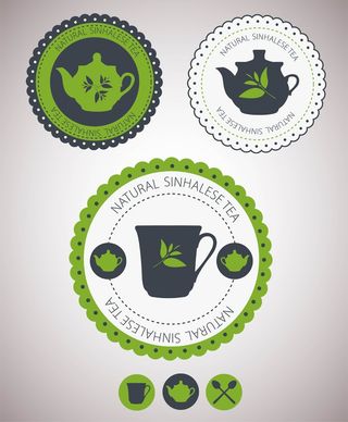 免抠茶餐厅标签矢量