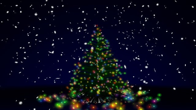 假期, 新年除夕, 圣诞树, 雪, 灯, 桌面