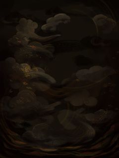 国潮中国风复古敦煌岩彩山水祥云插画烫金肌理背景PSD设计素材