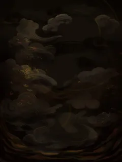 国潮中国风复古敦煌岩彩山水祥云插画烫金肌理背景PSD设计素材