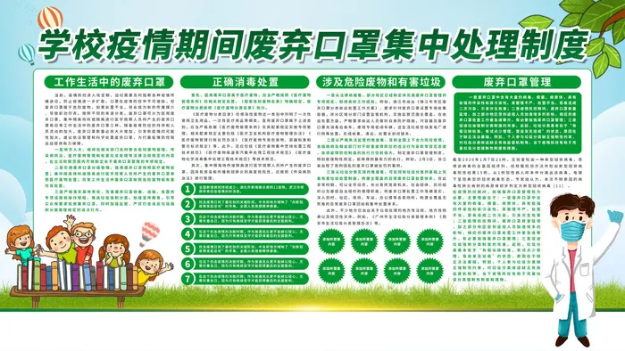 绿色新冠德尔塔病毒校园防疫展板psd模版下载