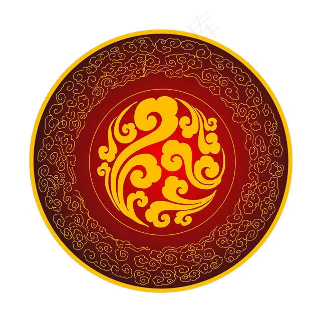 圆形红色祥云图案