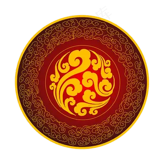 圆形红色祥云图案