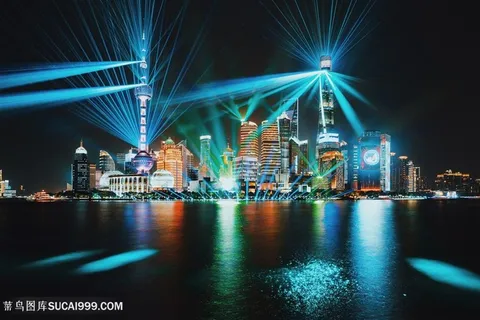 上海进博会外滩夜景