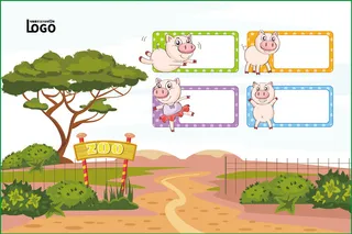 动物世界卡通不干胶标签贴纸