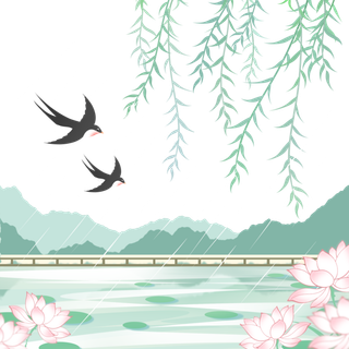 清明元素古风中式清明节山水画中国风