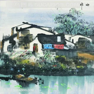 工笔画水乡唯美装饰画 工笔画水乡唯美装饰画