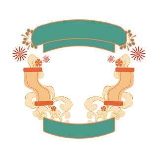 国潮风主题框头像框拱形祥云灯笼春节边框装饰元素设计素材