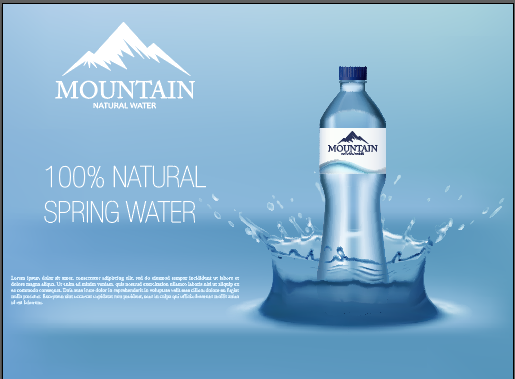 瓶装水海报雪山飞溅水epseps,ai矢量模版下载