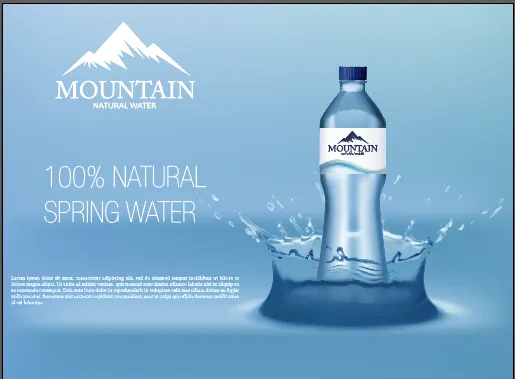 瓶装水海报雪山飞溅水epseps,ai矢量模版下载