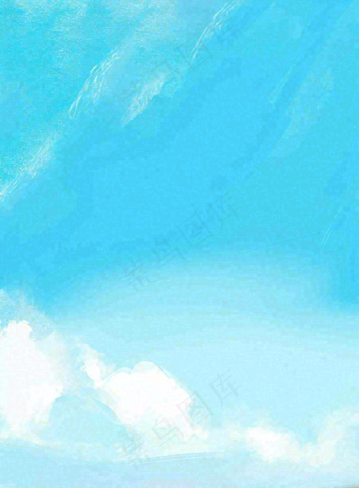蓝天白云云层清新天空插画手绘