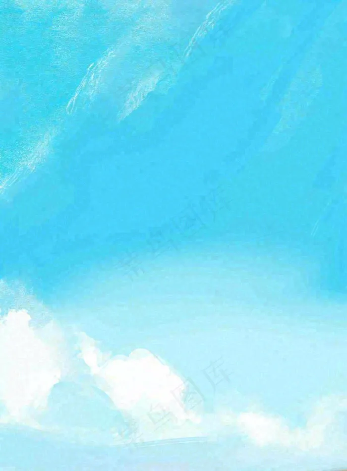 蓝天白云云层清新天空插画手绘(896x1215)