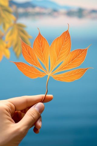 唯美简约秋季落叶蓝色节气海报背景