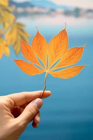 唯美简约秋季落叶蓝色节气海报背景