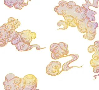 中国风国潮祥云插画手绘云彩图案海报云层装饰背景PSD设计素材