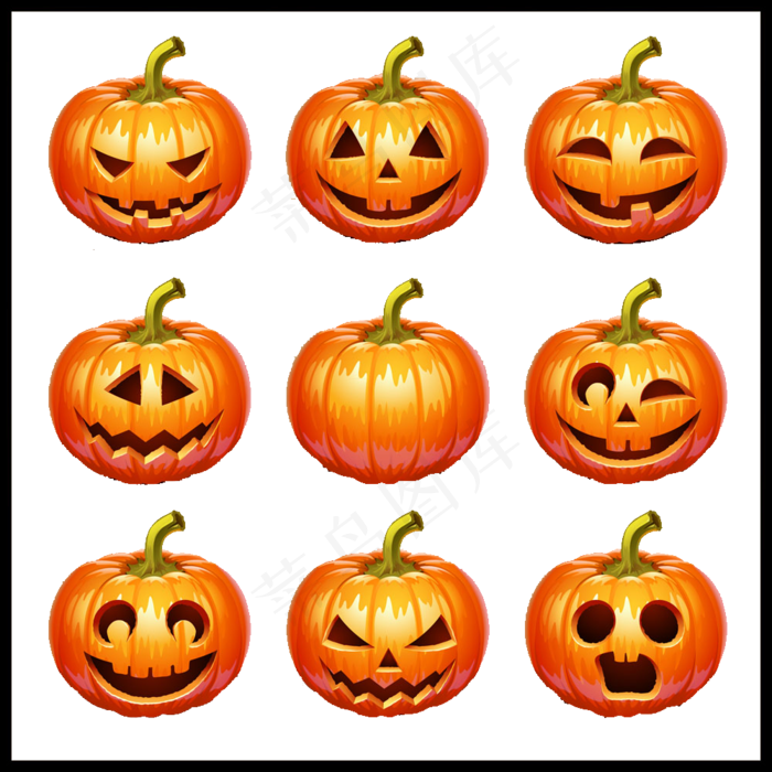 万圣节节日卡通素材南瓜表情合集