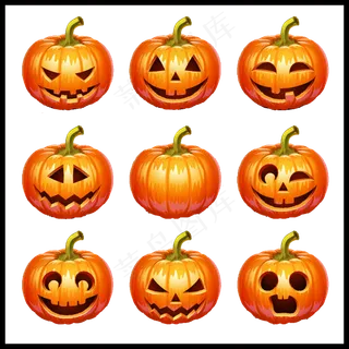 万圣节节日卡通素材南瓜表情合集