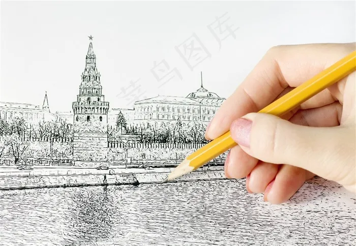 建筑素描绘画