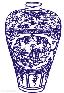 人物植物瓷器花瓶国粹青花瓷中国风图片
