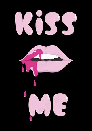 雪糕字体融化 嘴唇 kiss me