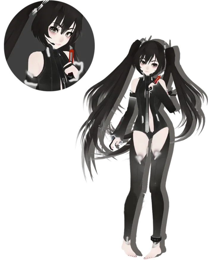 女孩黑色系长发卡通剪影装扮