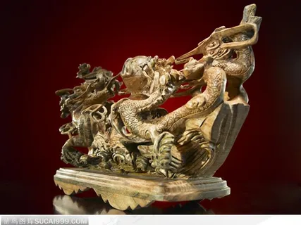 中华传统工艺品木雕双龙戏珠