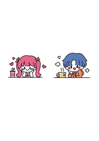 手绘情侣休闲下午茶
