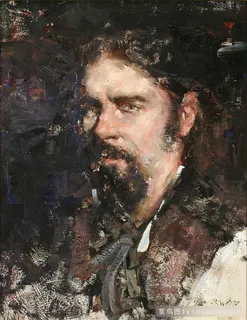 胡须男肖像油画 胡须男肖像油画
