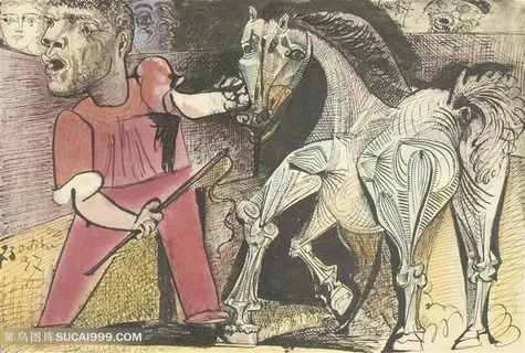 毕加索手绘时尚骏马骑士装饰画 毕加索手绘时尚骏马骑士装饰画