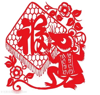 老鼠福字鼠年剪纸素材