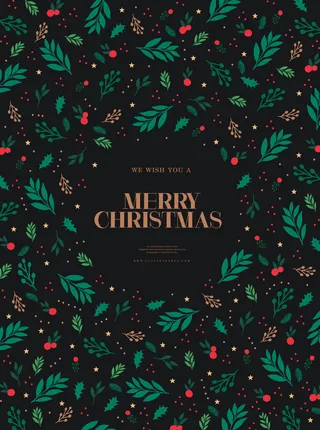 简约碎花圣诞节海报