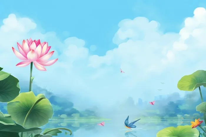 中国风清新荷花简约背景(1344x896)