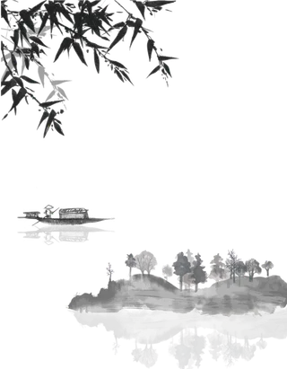 山水画素材中国风水墨画素材元素中国画