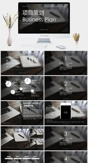 ios商务背景风项目策划ppt模板预览图