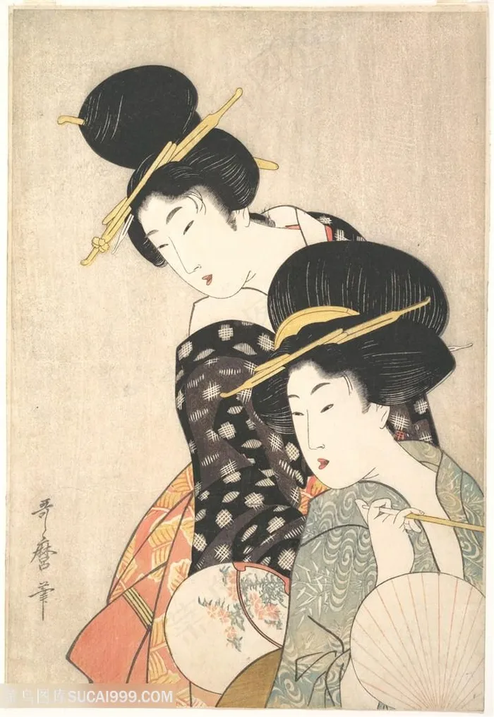 喜多川歌磨唯美日系美女装饰画