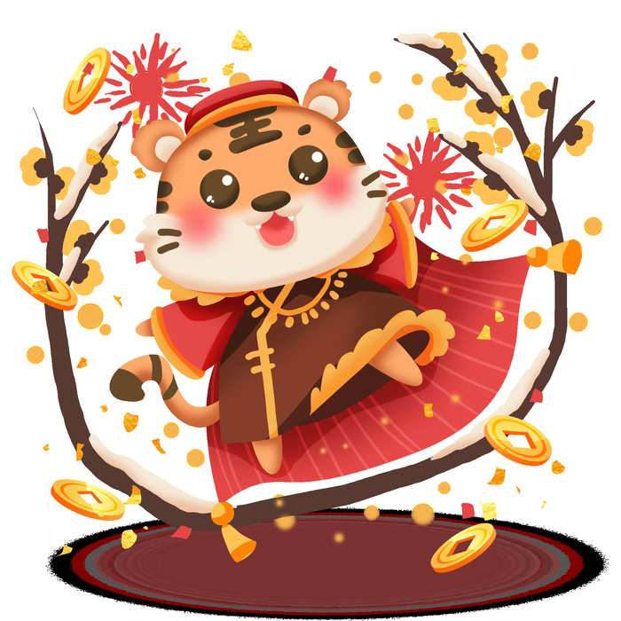可爱2022年虎年吉祥物卡通形象新年海报元素AI矢量图PSD分层设计素材