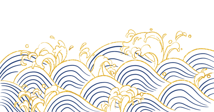 中国风鎏金浪花波浪背景免抠