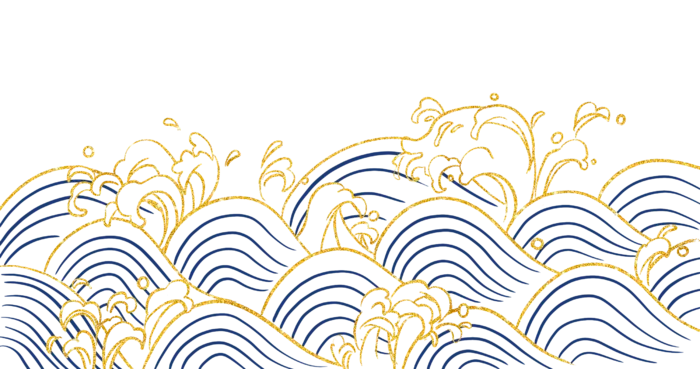 中国风鎏金浪花波浪背景免抠