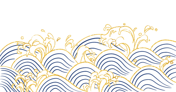 中国风鎏金浪花波浪背景免抠