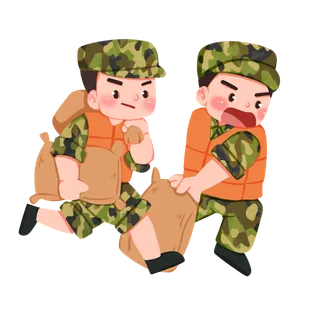 抗洪救灾解放军军人建党节建军节爱国插画 