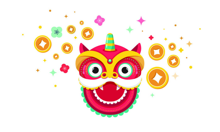 设计舞狮新年背景eps,ai矢量模版下载