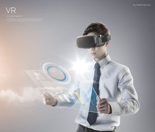 虚拟体检男孩星球太空VR海报