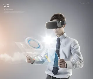 虚拟体检男孩星球太空VR海报