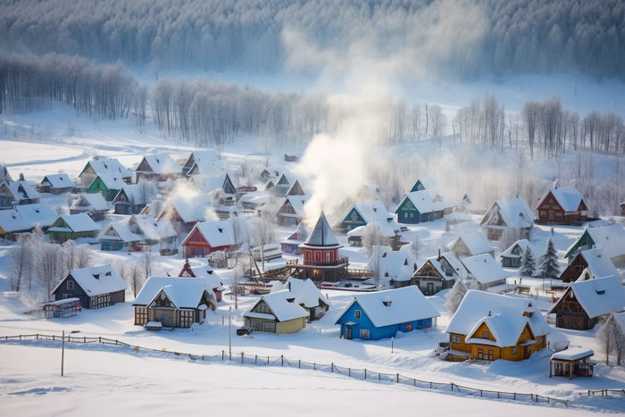 冬季的新疆禾木雪景风光摄影图