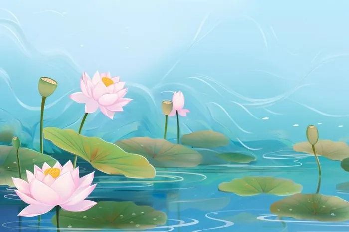 创意淡雅简约国风荷花国潮背景(1344x896)